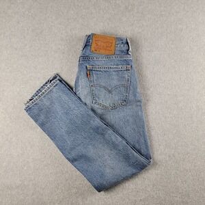 Levi's 505C Orange Tab Denim Jeans Women's Sz 24 Slim Straight Faded‎ Distressed